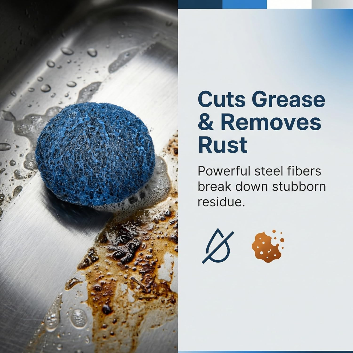 Amazon Basics Steel Wool Soap Pads, Reusable, Cuts Grease and Removes Rust, 10 C