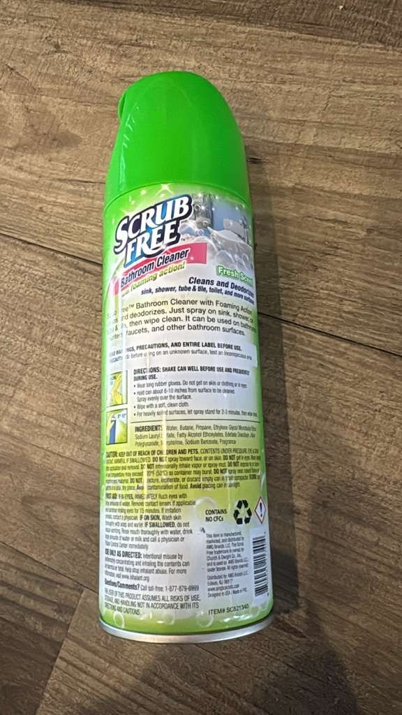 Scrub Free Bathroom Cleaner Foam Spray Fresh Scent 20% Bonus 19oz Cleaner