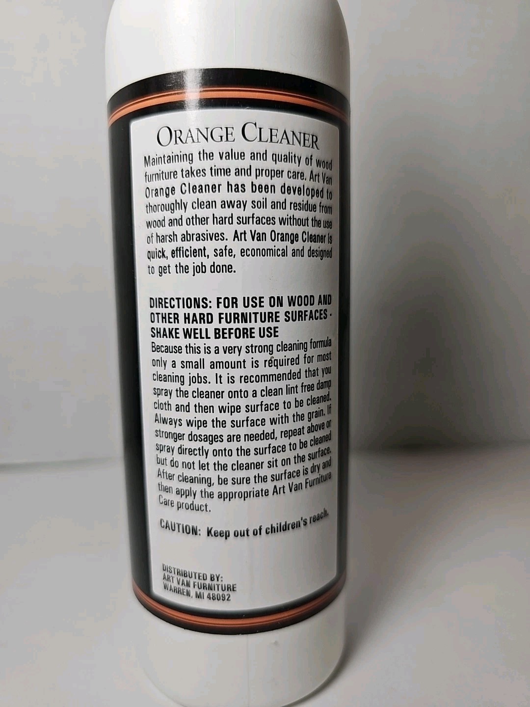Art Van Furniture Premium Orange Cleaner Rare 12oz Wood Hard Surface Cleaner New