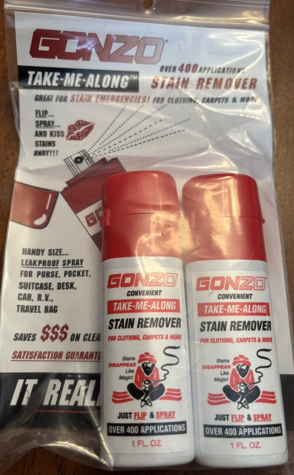 TWO GONZO Take Me Along Magic Stain Spot Remover Spray 1 FL OZ Each TOTAL 2 OZ