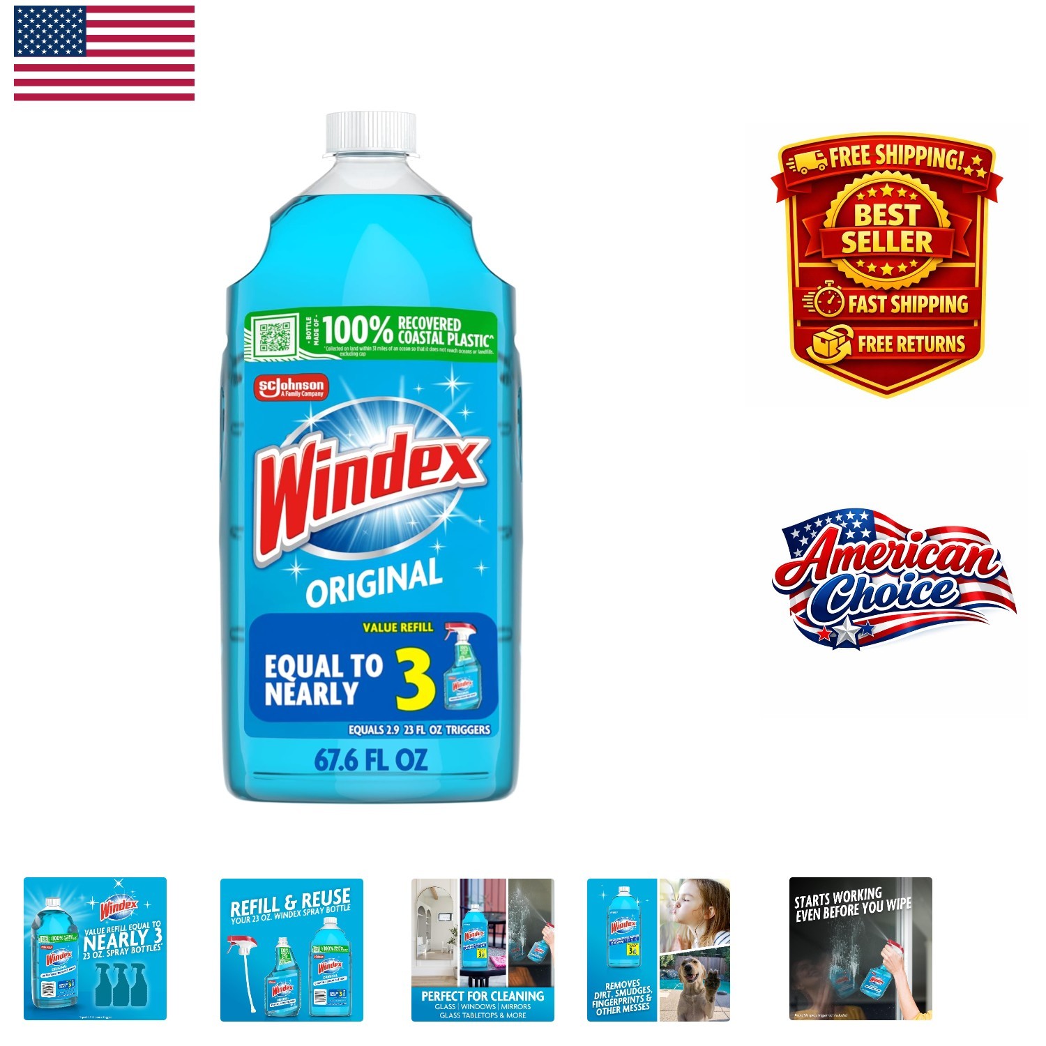 Eco-Conscious Windex 2L Window Cleaner – Made from Recycled Coastal Plastic