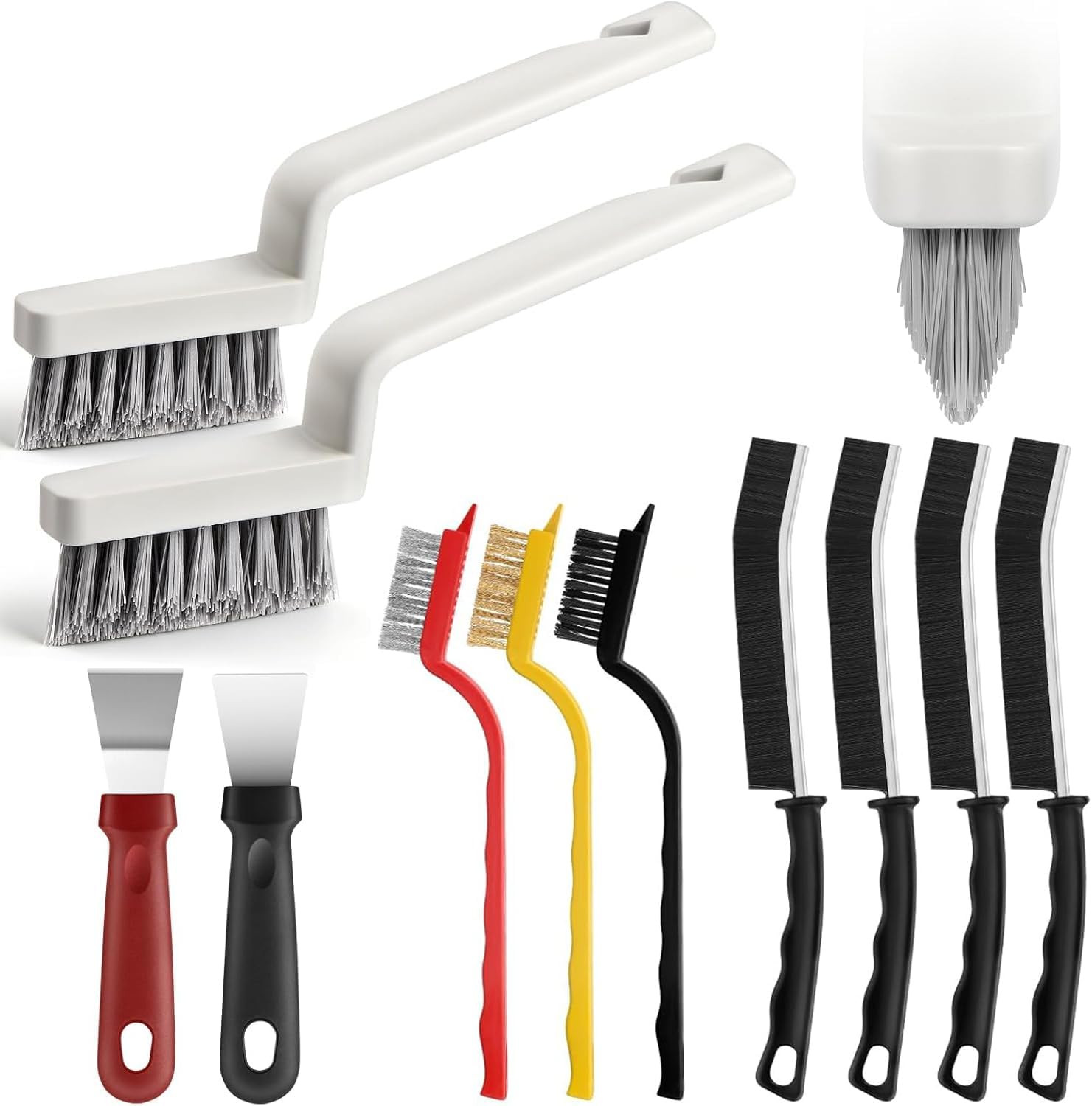 11Pcs V-Shaped Grout Cleaning Brush Set, with Stiff Bristles Crevice Cleaning Br