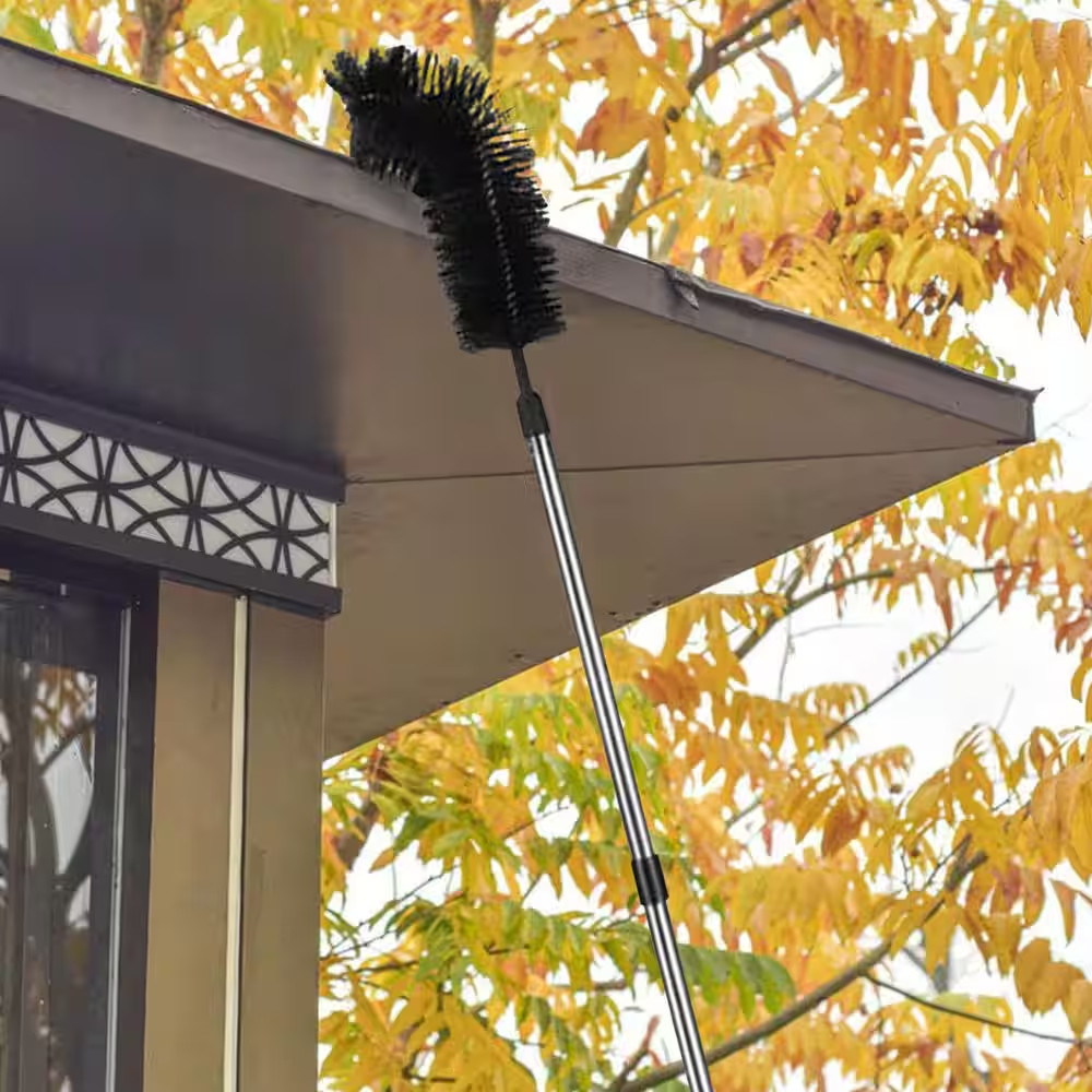 11.5 Ft. Gutter Cleaning Utility Brush with Telescoping Handle, Rain Cleaner Ext