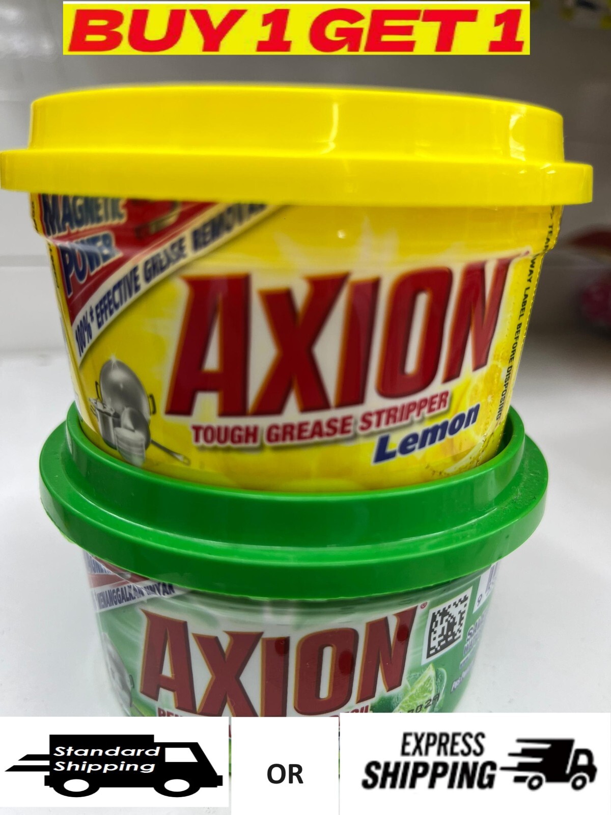 BUY 1 FREE 1! MINI AXION GREASE STRIPPER LEMON&LIME~ Dish & Pan Soap Deterg 185g