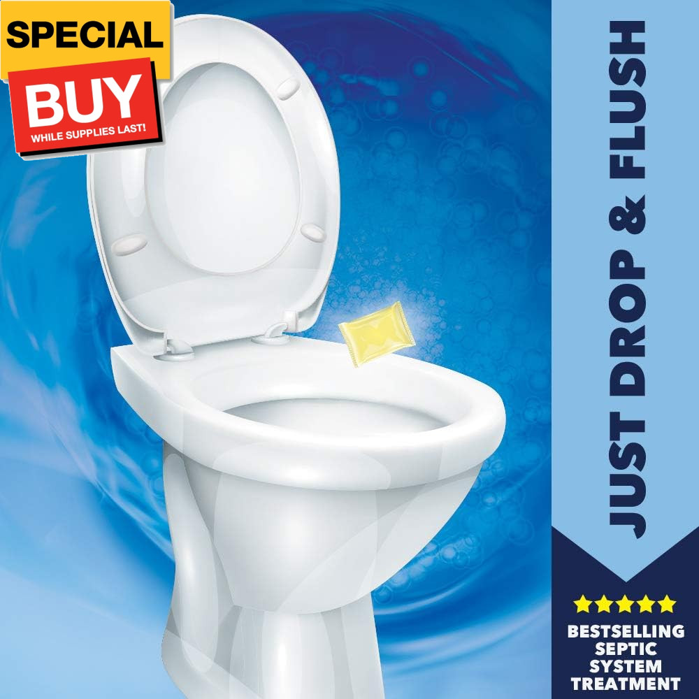 ONE FLUSH – Septic Tank Treatment Packets, 6-Month Supply of Easy-Flush Bacteria