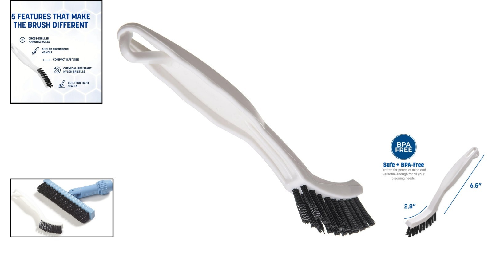 Narrow Profile 8” Flo-Pac Grout Brush – Perfect for Tile and Bathroom Cleaning