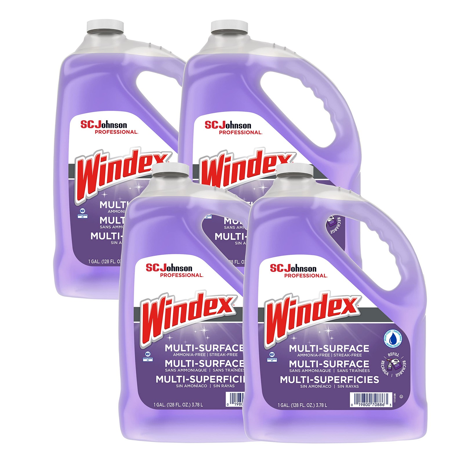 Windex Non Ammoniated Glass Cleaner Pack of 4 Streak Free Shine 32 Fl Oz