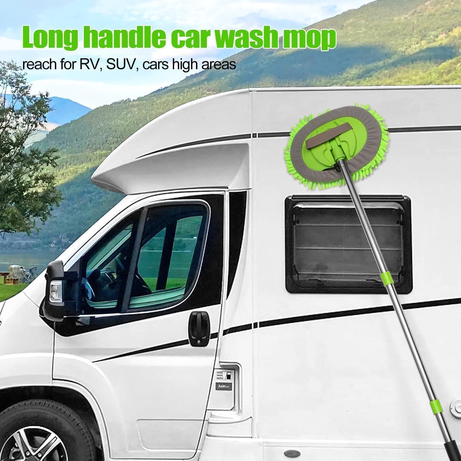 3Pcs 62” Microfiber Car Wash Brush Mop Sponge with Long Handle, Chenille Car…