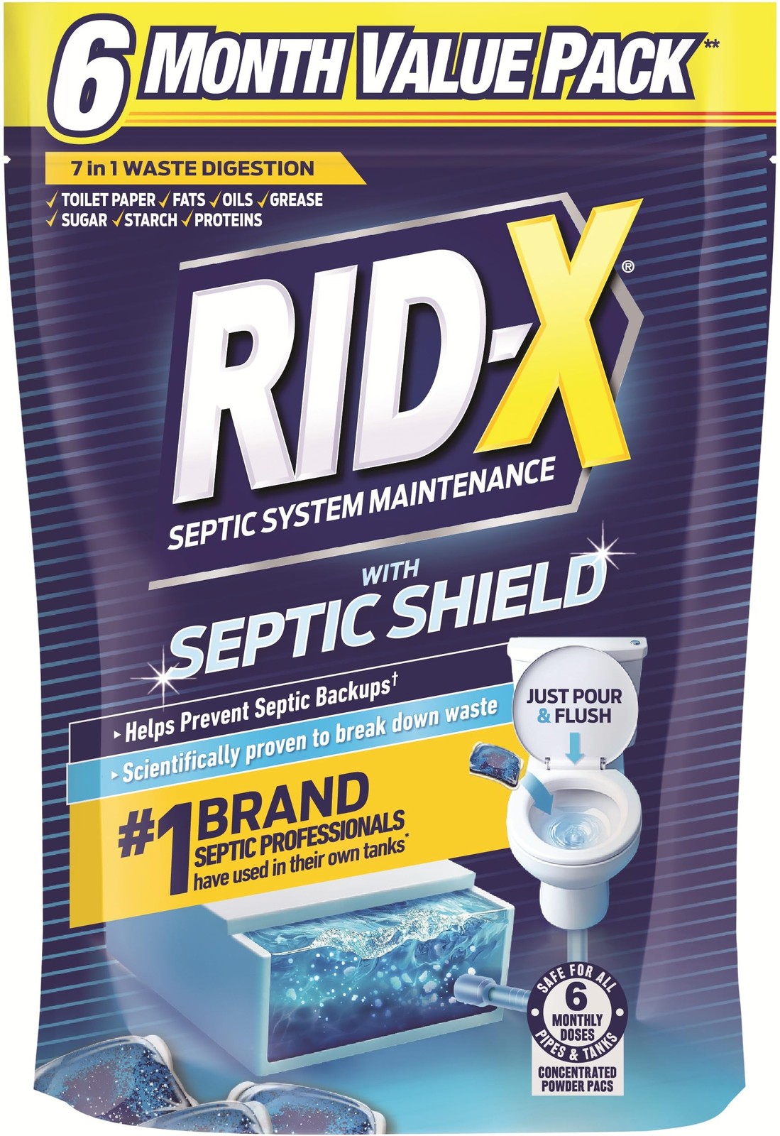 RIDX Septic Tank Treatment Pods – 6 Month Supply, Dual Action Enzymes to Brea…