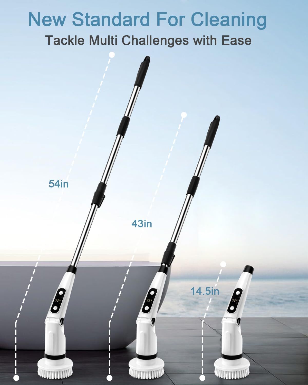 Electric rotary scrubber cleaning brush, bathroom scrubber, 3 adjustable speeds