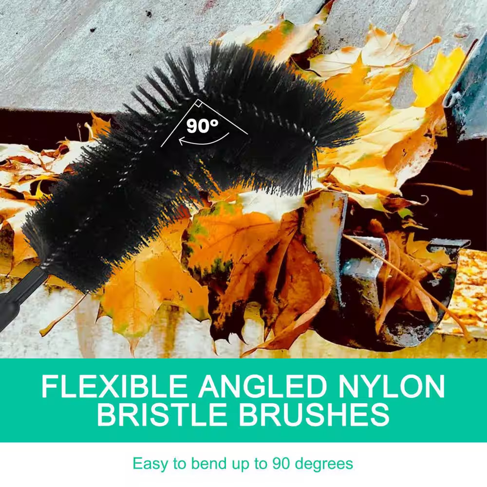 11.5 Ft. Gutter Cleaning Utility Brush with Telescoping Handle, Rain Cleaner Ext