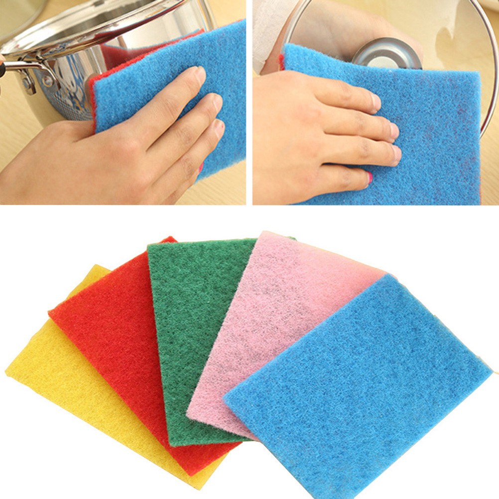 100PCS Colorful Scouring Pads Sponge Cleaning Dishcloths Bowl Scrubbers