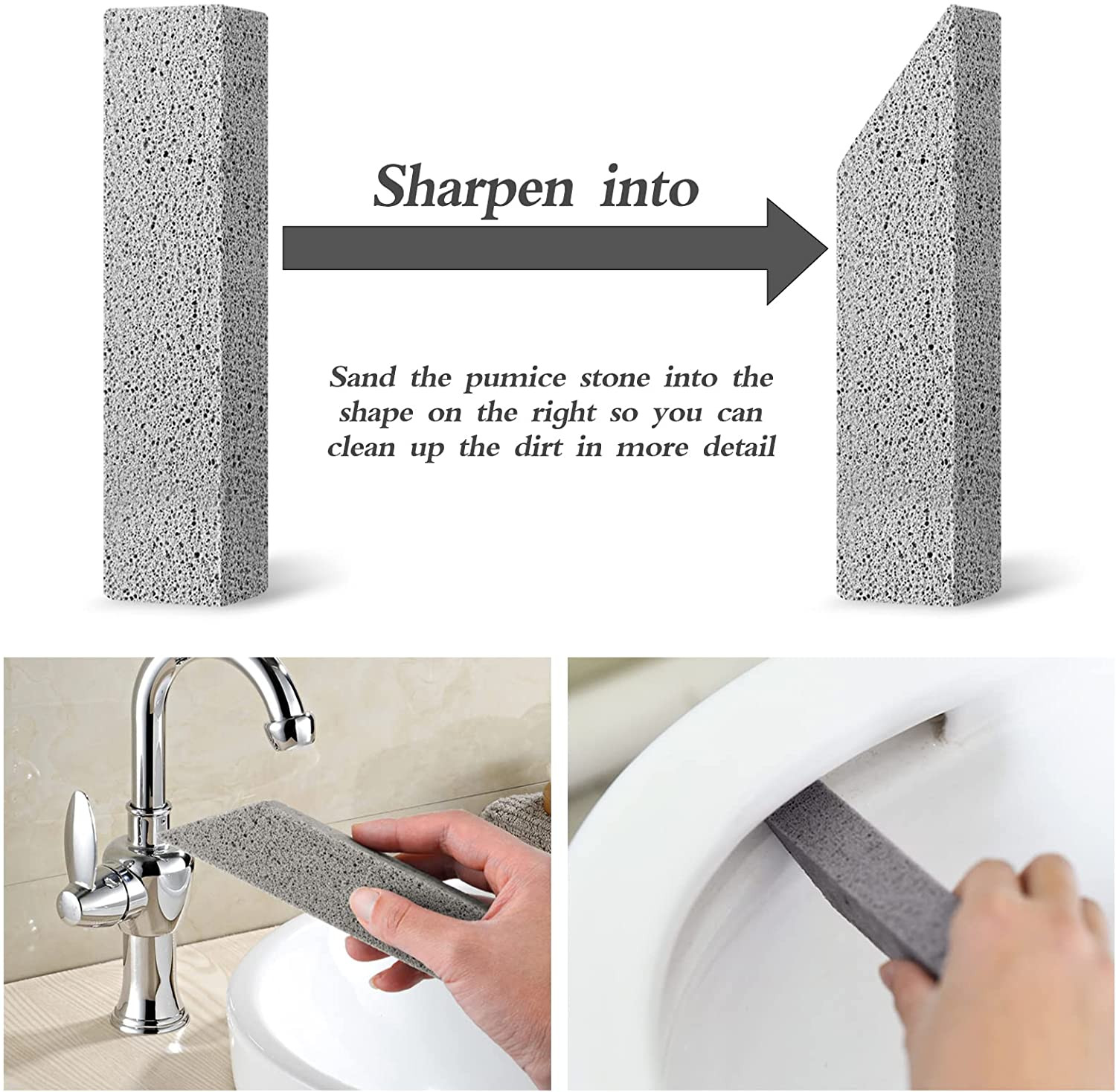 6Pack Pumice Stone for Toilet Cleaning Bowl Stick,Powerfully Cleans Hard Water R