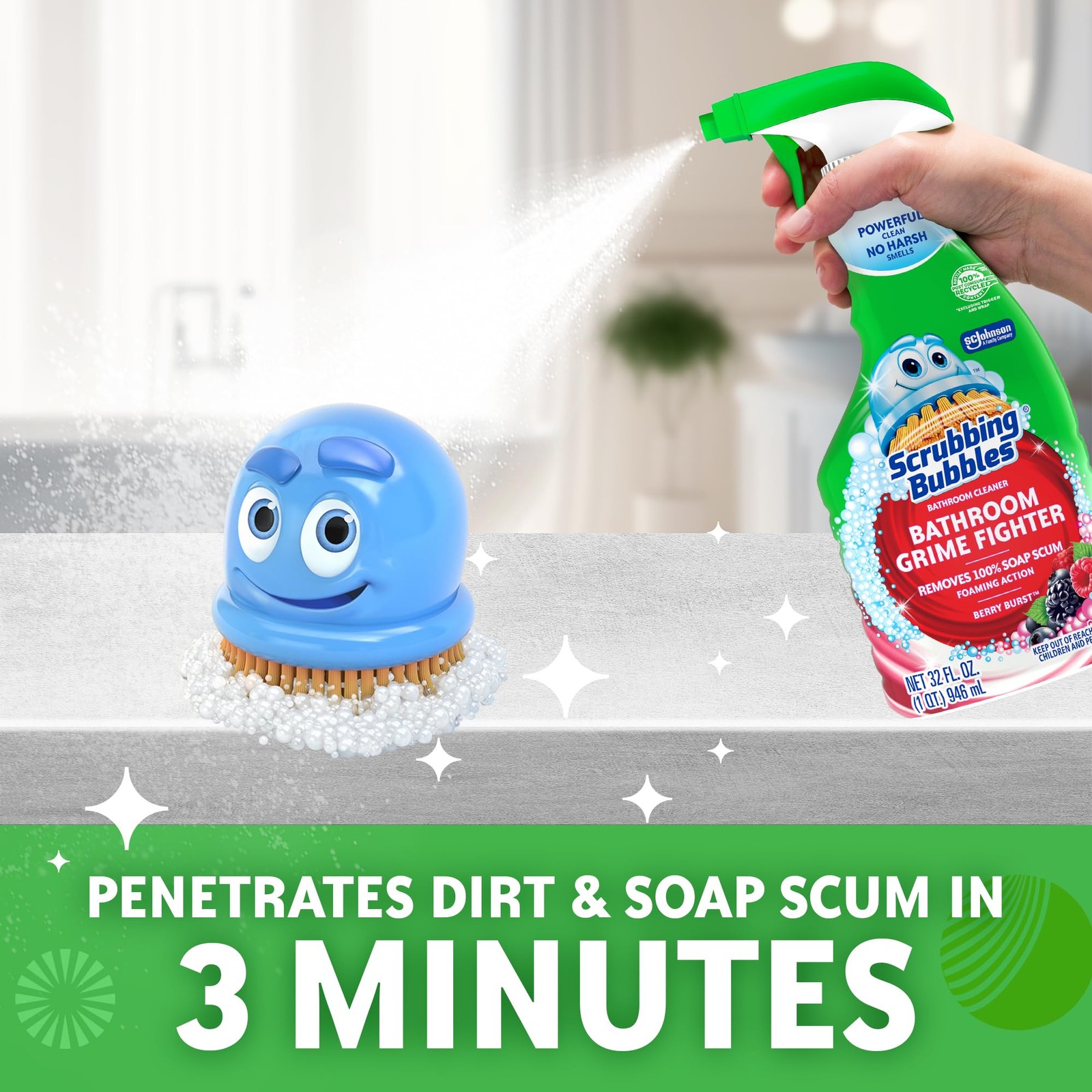 Scrubbing Bubbles Bathroom and Shower Cleaner Spray, 32 Fl Oz (Pack of 1)