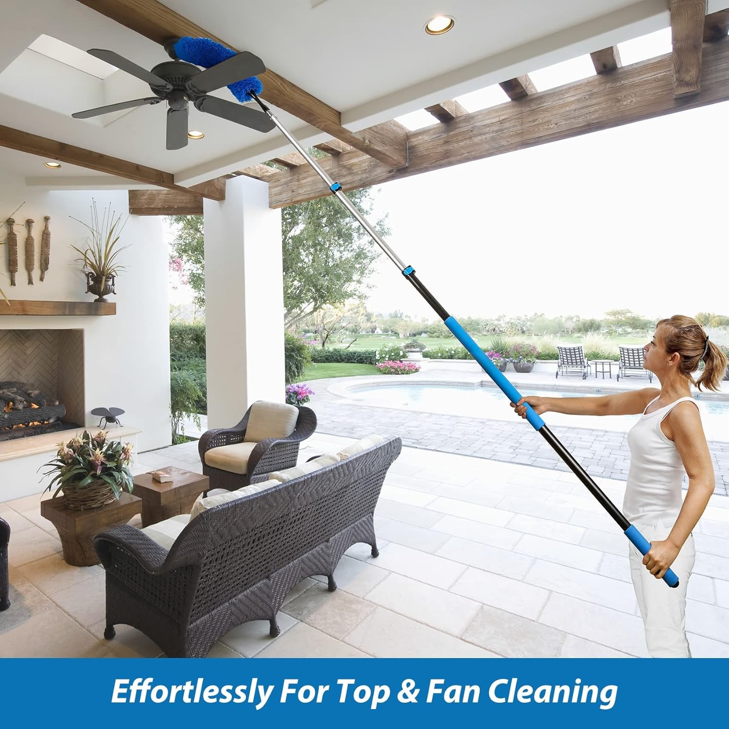 Extension Pole Duster Kit 5-12 Ft High Reach Cobweb Ceiling Fan Duster Wand