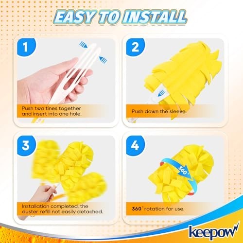 Reusable Duster Refills for Swiffer Hand Duster, 360° Heavy Duty Fleece, 4 Pack