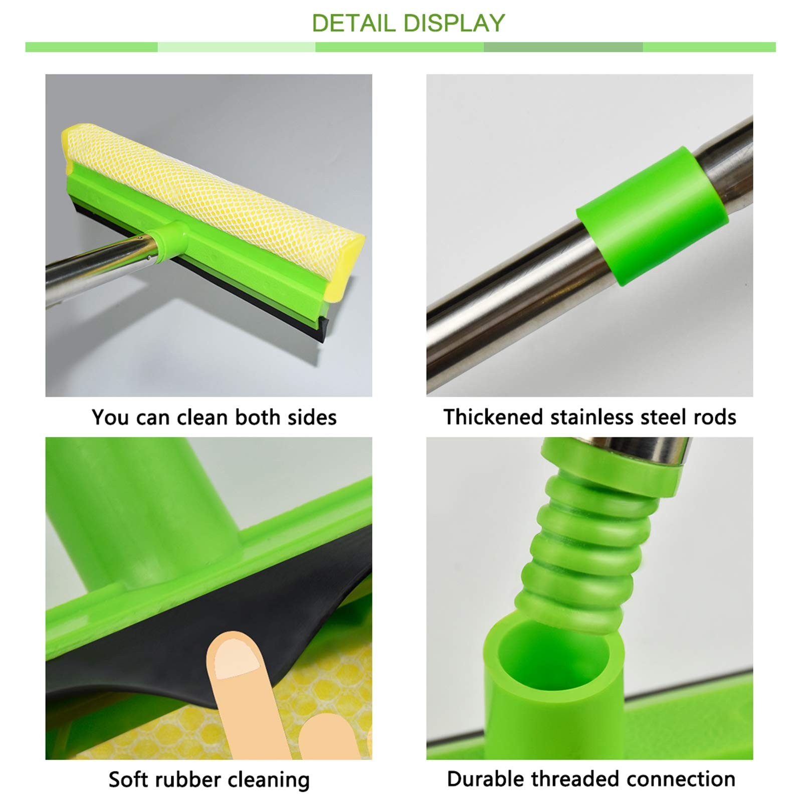 Window Squeegee, Squeegee for Window Cleaning, 2 in 1 Squeegee Window Cleaner…