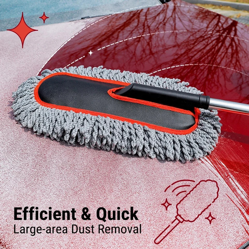 Car Duster Exterior Scratch Microfiber Car Cleaning Brush, Extendable Handle …