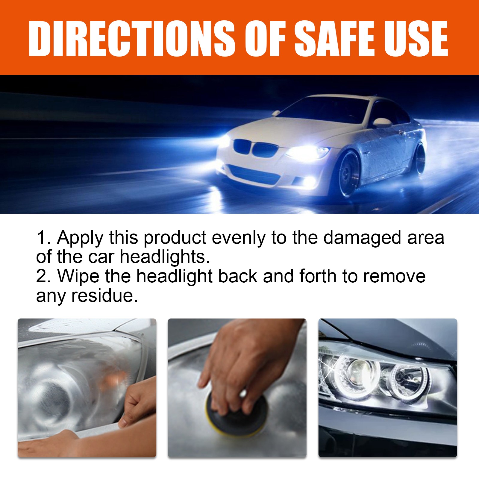Headlight Restorer Kit UV Coating Scratch Remover Yellow Foggy Lens Cleaner