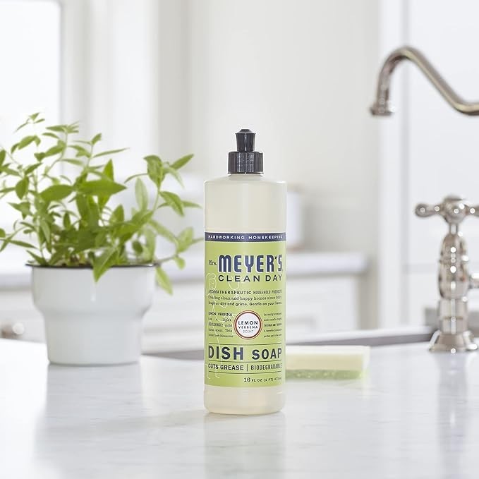 MRS. MEYER’S CLEAN DAY Liquid Dish Soap, Biodegradable Formula, Lemon Verbena, 1