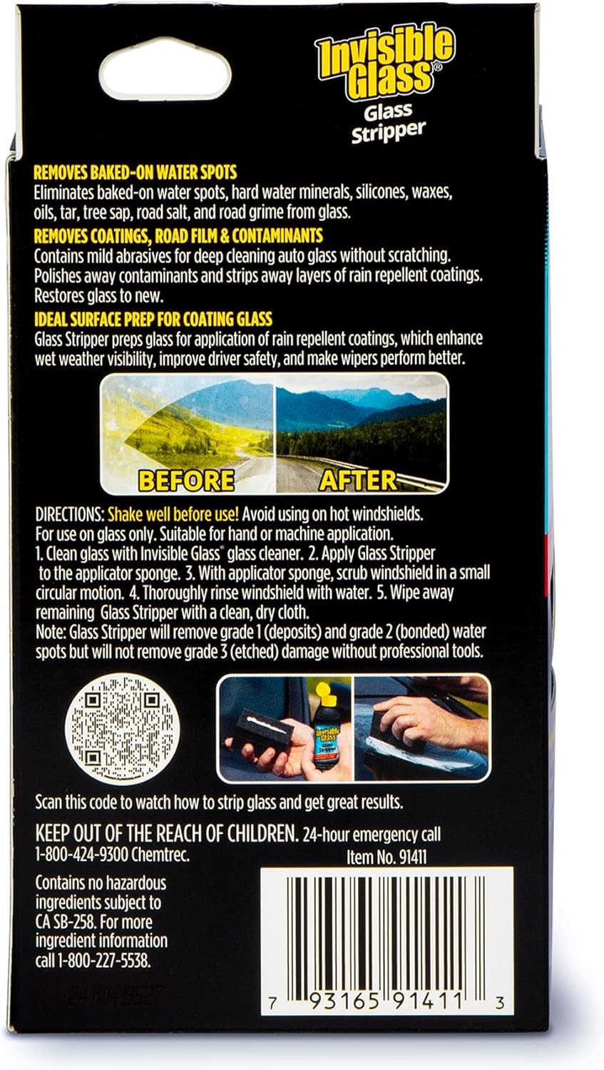 Invisible Glass 91411 Glass Stripper Hard Water Spot Remover Kit – 4 Fl Oz