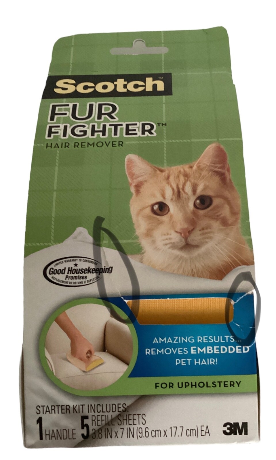 Scotch fur fighter pet cat hair remover handle starter kit + 8 refill sheets New