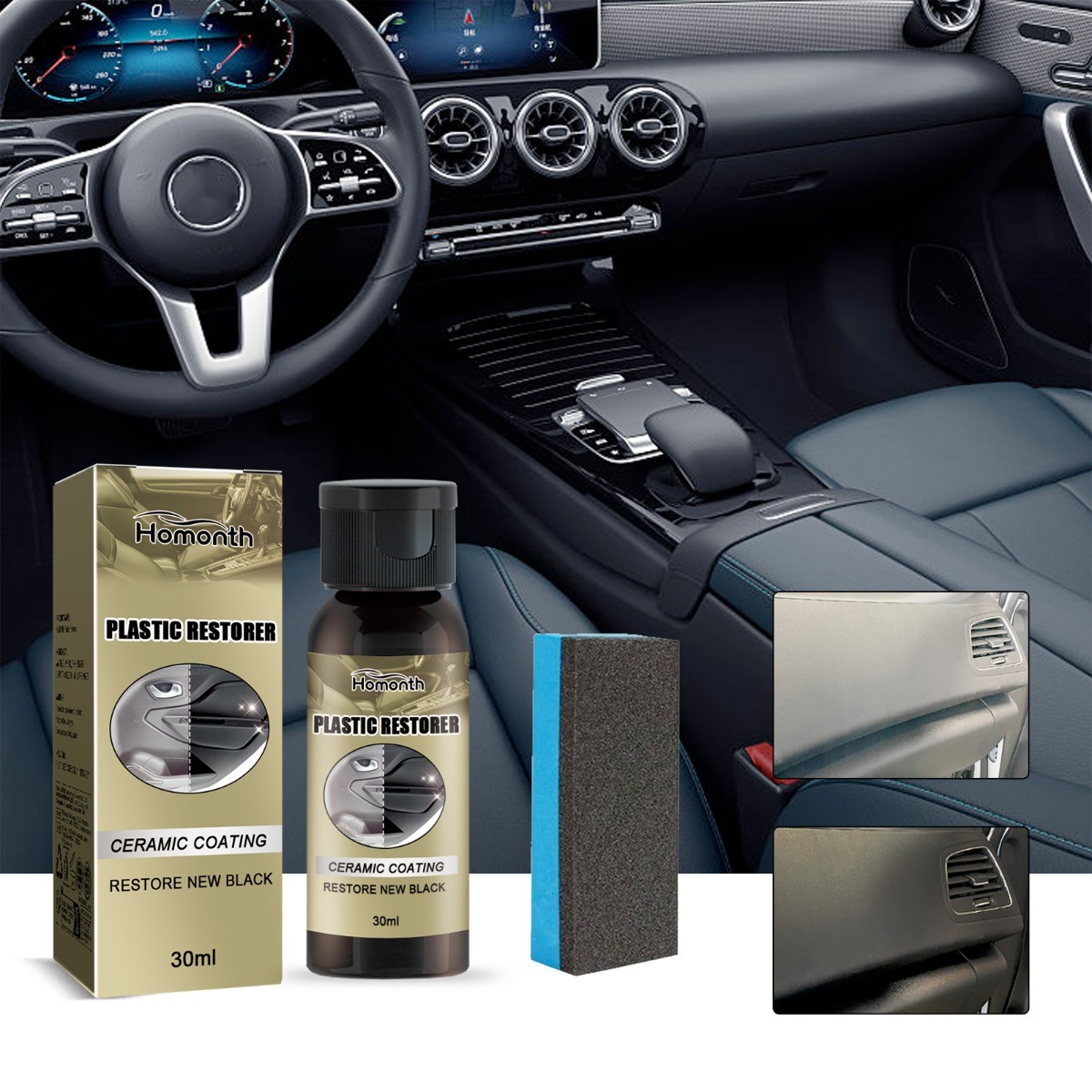Car Plastic Restorer Cleaner Dashboard Interior Shine UV Protection Renew