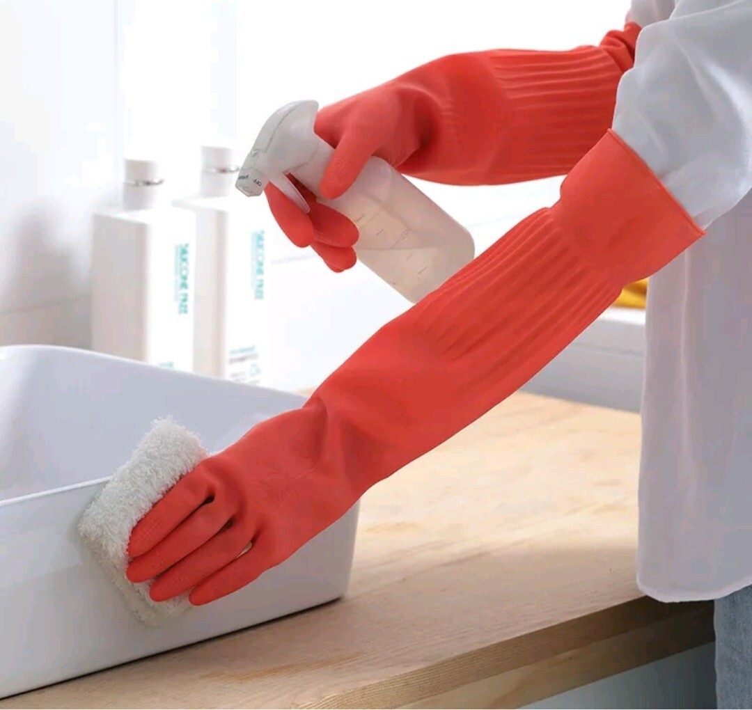 Taiwan Made – Two pairs L Size Kitchen Gloves ​Laundry Dishwashing Rubber Gloves