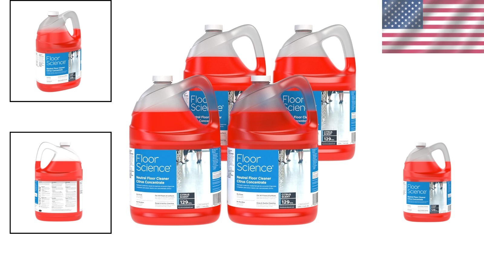 Professional Neutral Floor Cleaner Concentrate – 1 Gallon, 4 Pack, Citrus Scent