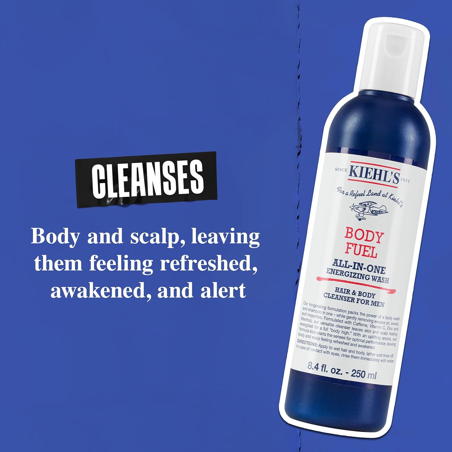 Kiehl’s Body Fuel All-in-One Energizing Body Wash & Shampoo for Men, with Ment