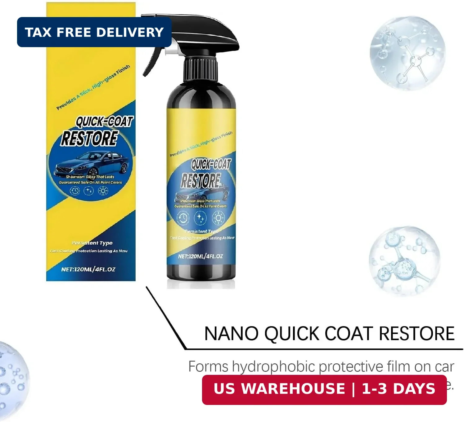 2Pcs Nano Quick Coat Restore Coating Spray,2026 New Advanced Automobile Quick Ef