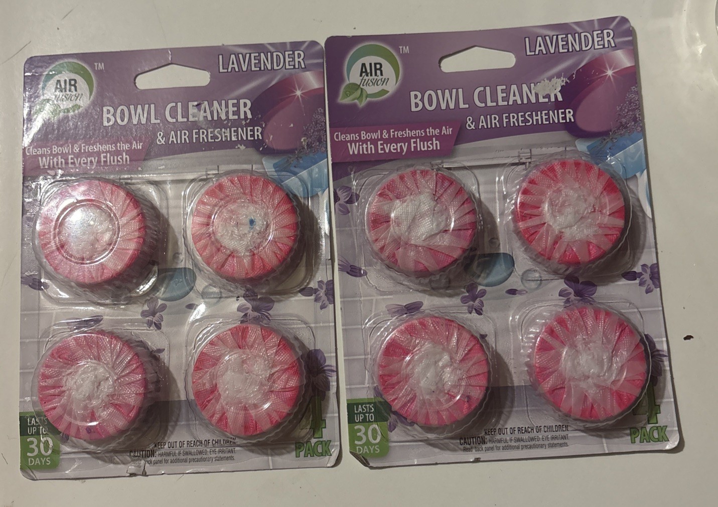 Air Fusion Lavender Toilet Bowl Cleaner Tablets 4 Pack Deodorizer Lot Of 2