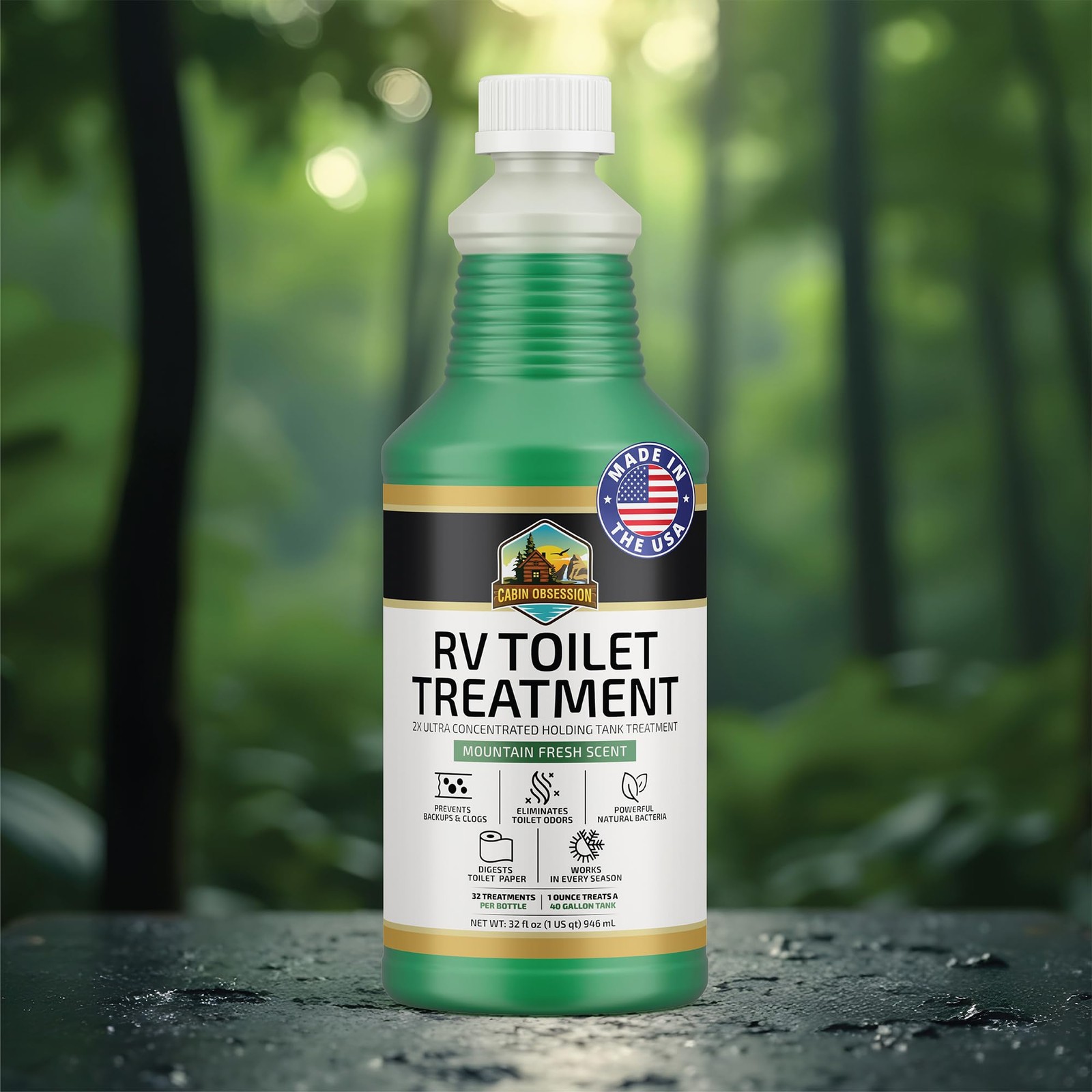Cabin Obsession RV Toilet Treatment (32 oz) – 2x Ultra Concentrated Liquid RV…