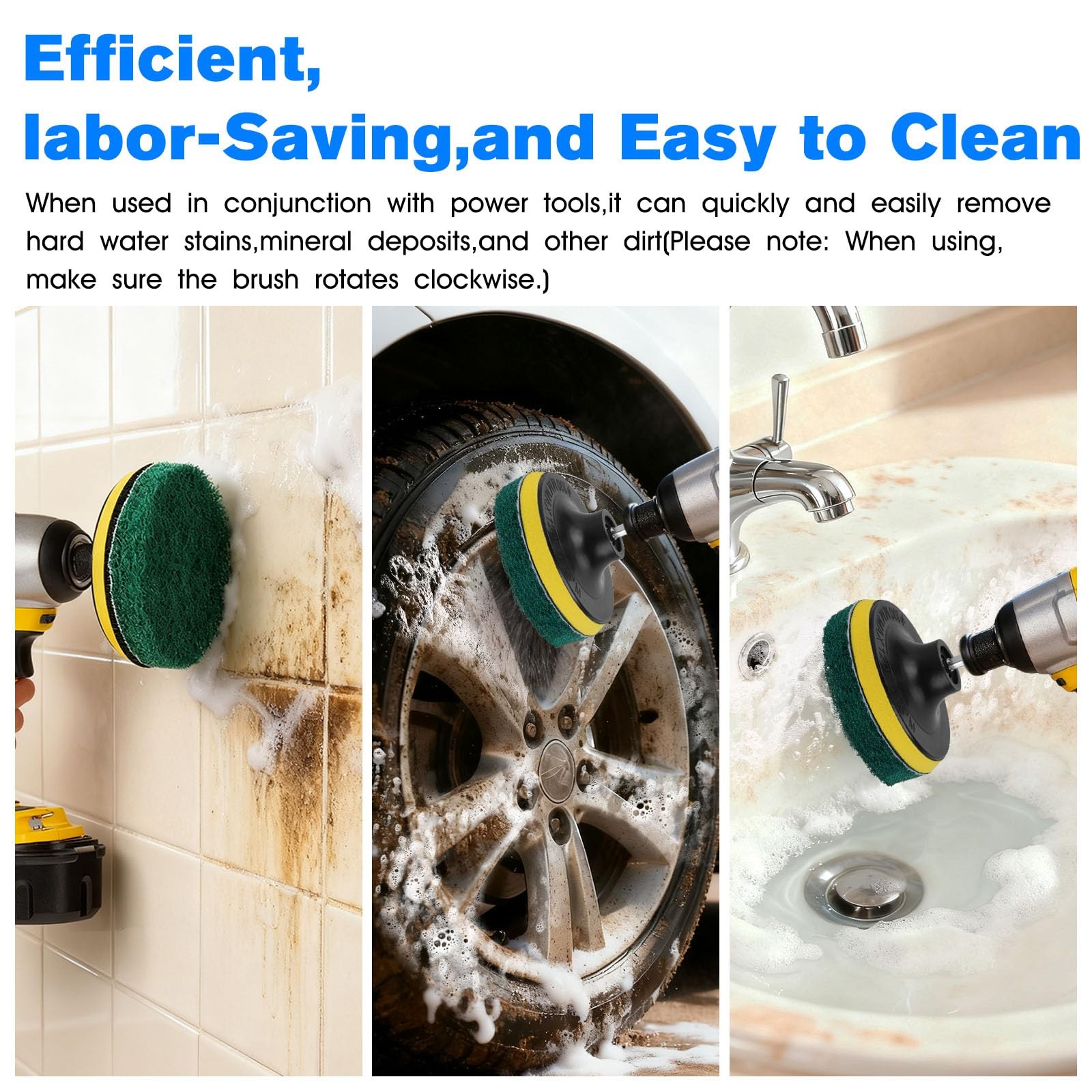 4-Inch Scrub Drill Brush Power Scouring Pads Household Cleaning Set 4 Red Pad…