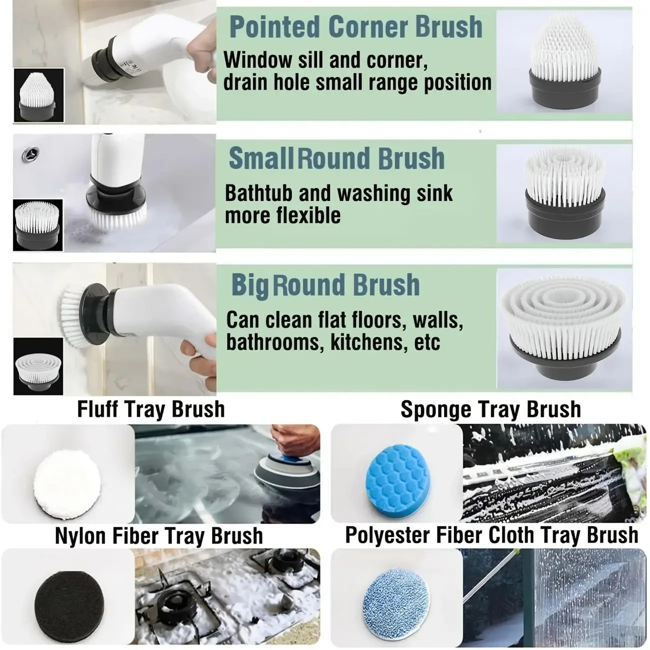 9 in 1 Electric Cleaning Brush Rotating Scrubber Bathroom Floor Tile Cleaner