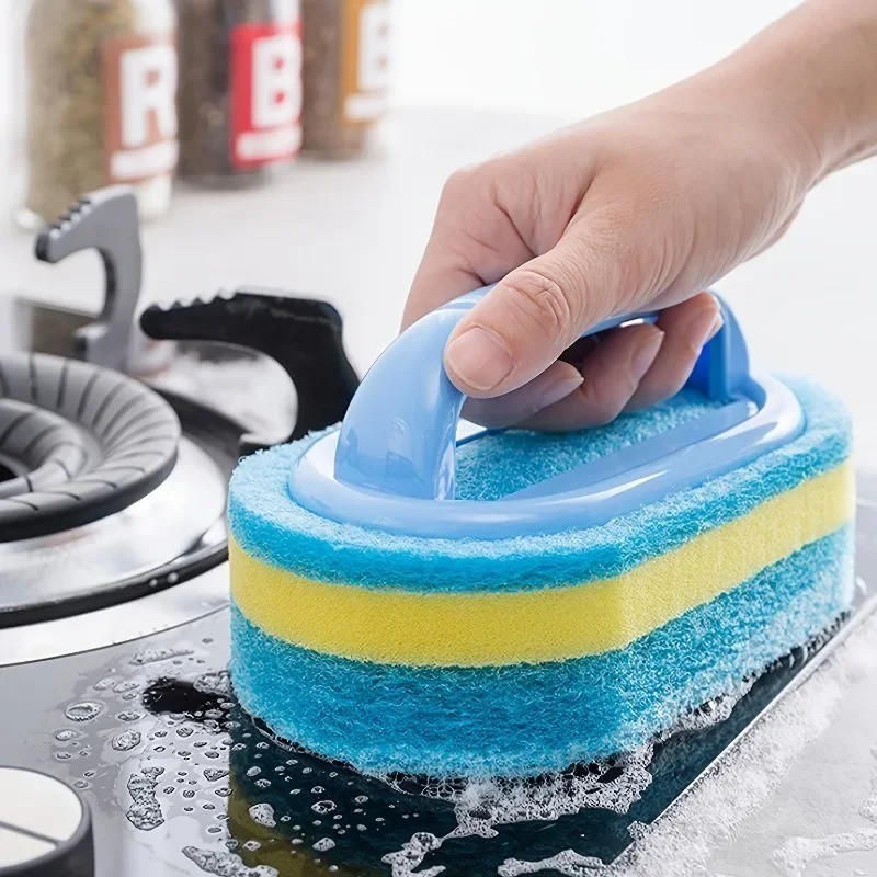 Cleaning Brush with Handle Dish Soap Scrubber for Kitchen Bathroom Tub