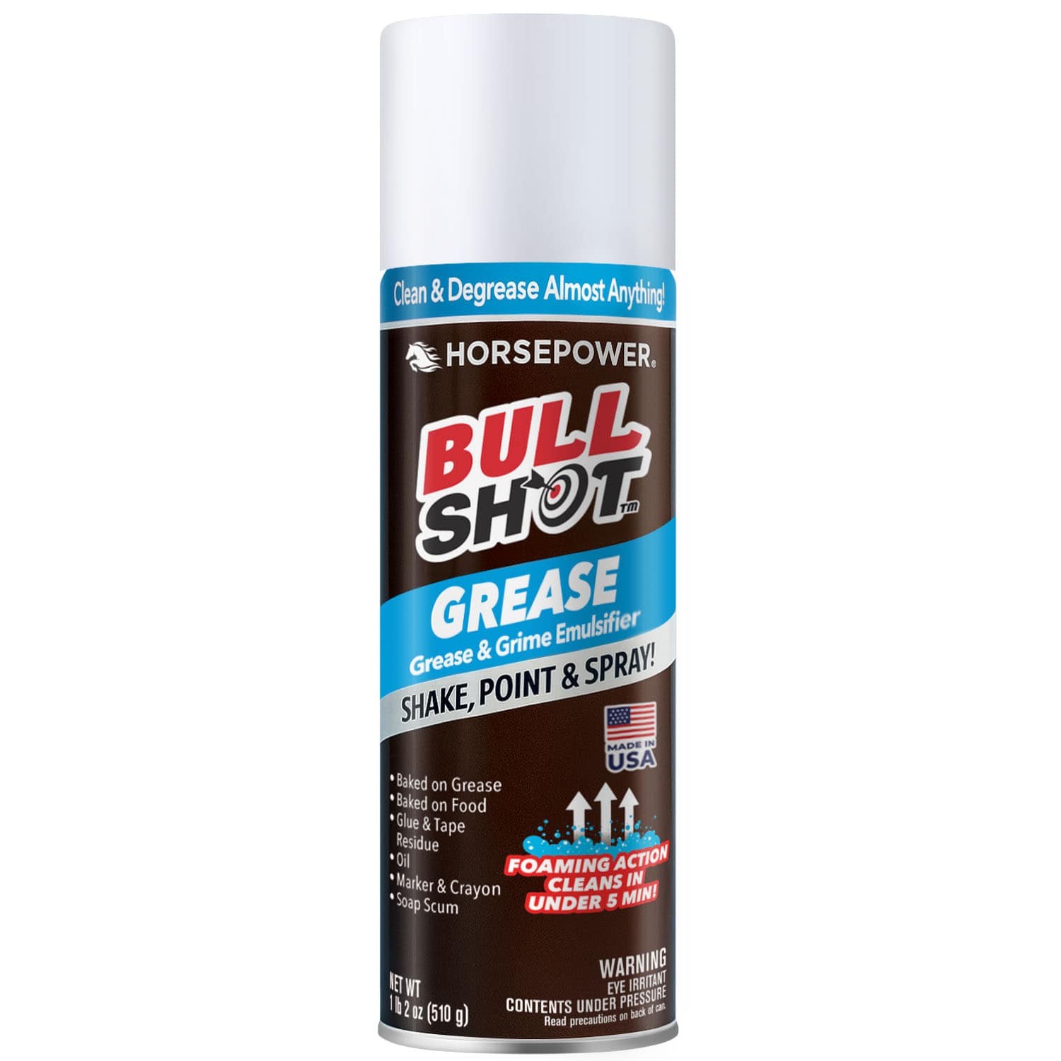 Bull Shot Grease, Made in the USA, Just Shake, Point & Spray