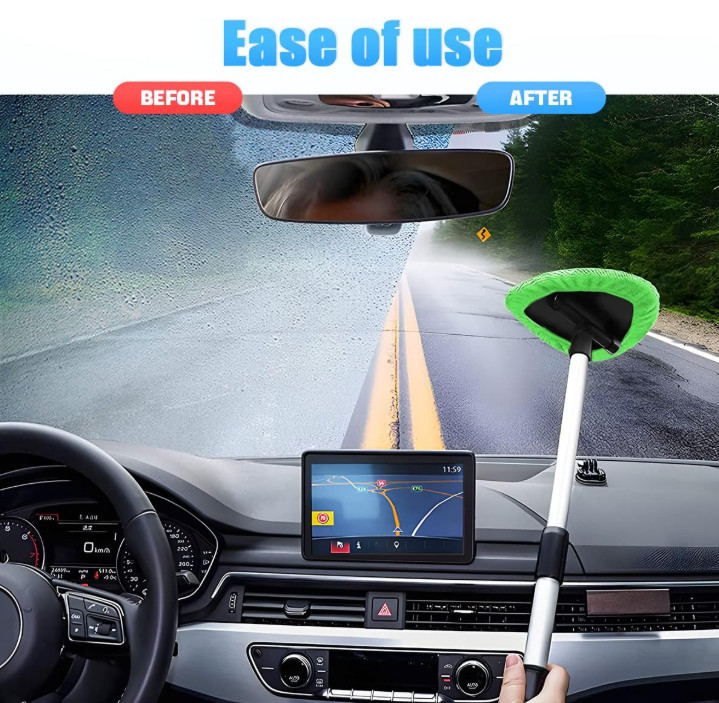 Windshield Cleaning Tool Kit Car Window Glass Wiper Cleaner Brush Pad Extendable