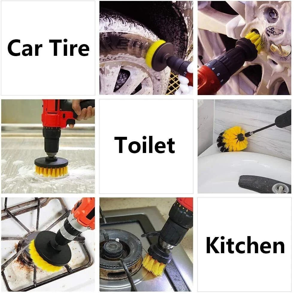 Drill Brush Set Power Scrubber Drill Attachments For Carpet Tile Grout Cleaning