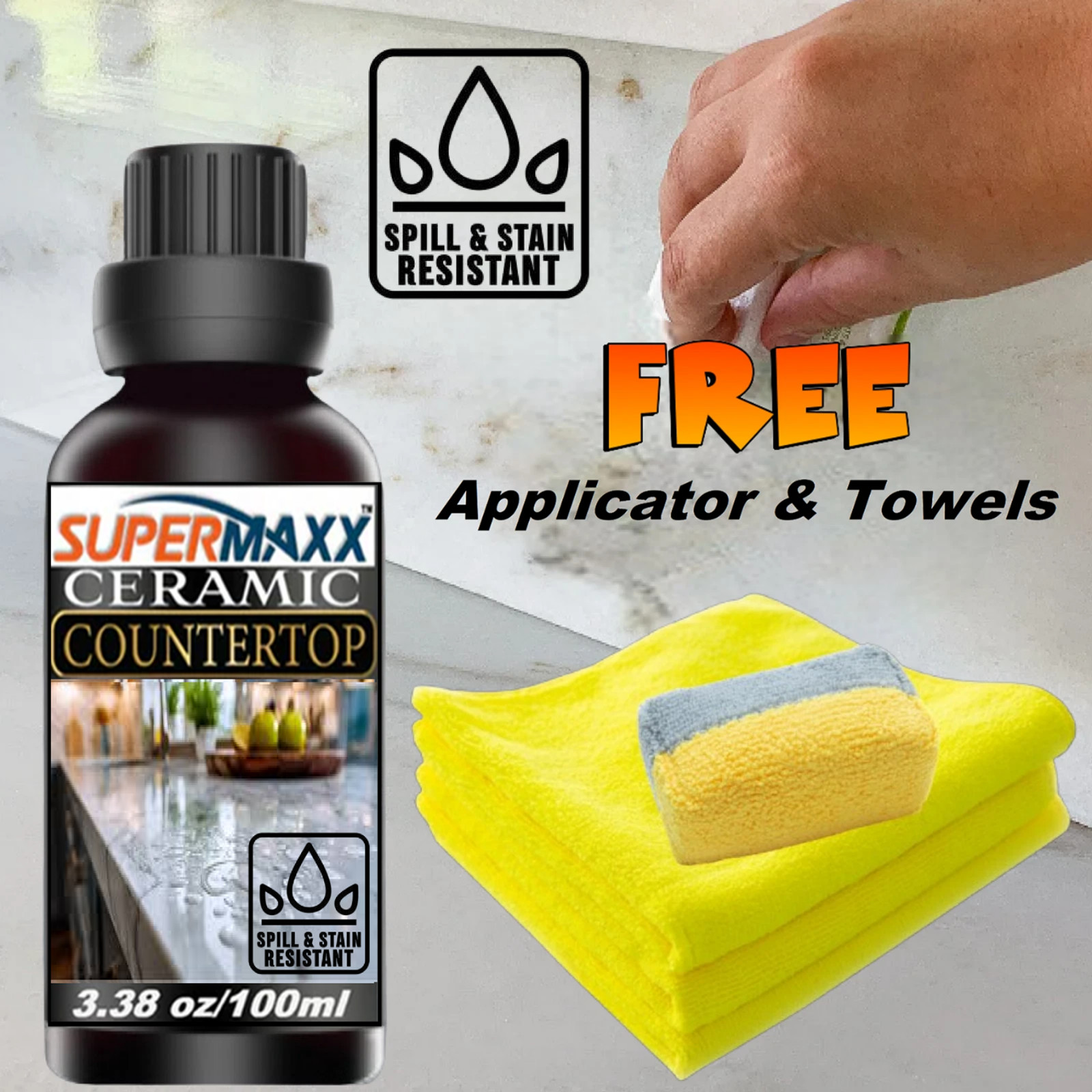 COUNTERTOP QUARTZ SEALER CERAMIC CLEAR COAT ADVANCED ”STAIN & ETCH RESISTANCE”