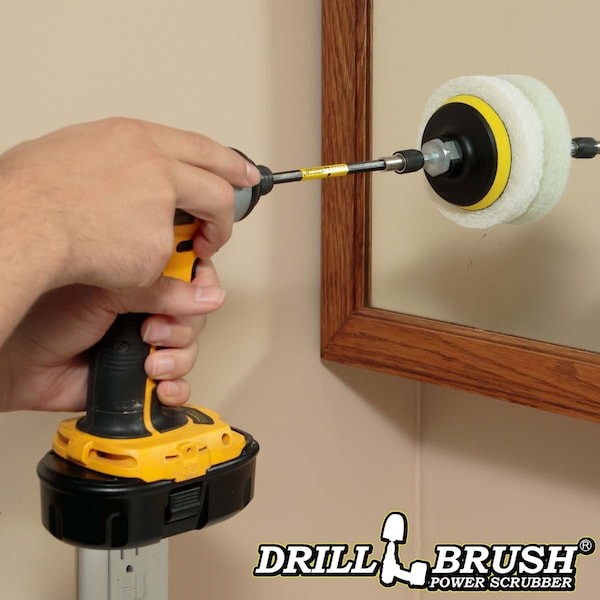 DRILLBRUSH P4-6W-3V-5X-QC-DB Drill Brush – Drill Power Pad Set – Bathroom –