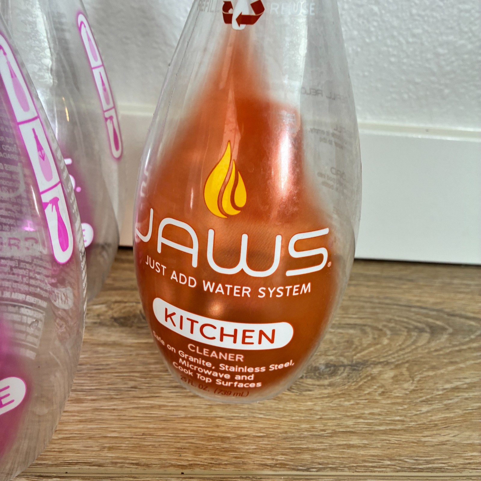 Jaws Cleaning System Lot of 15 Refillable Bottles Refill Pods Glass Max Scrubber