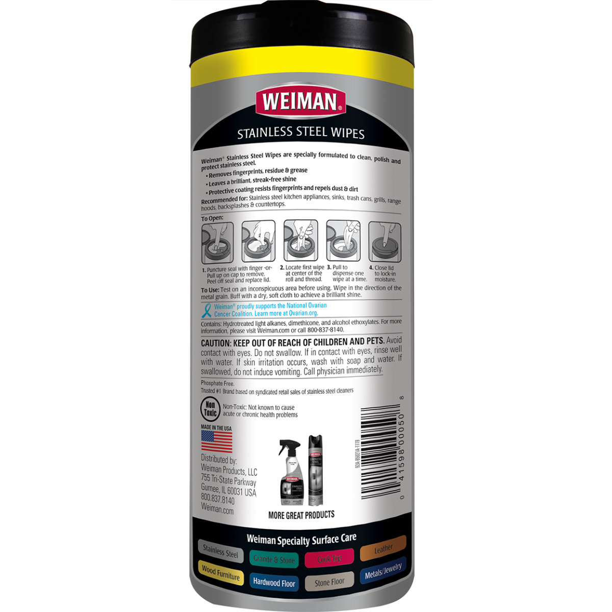 4PK WEIMAN Stainless Steel Cleaning Polishing Protecting Wipes – 30 Count BONUS