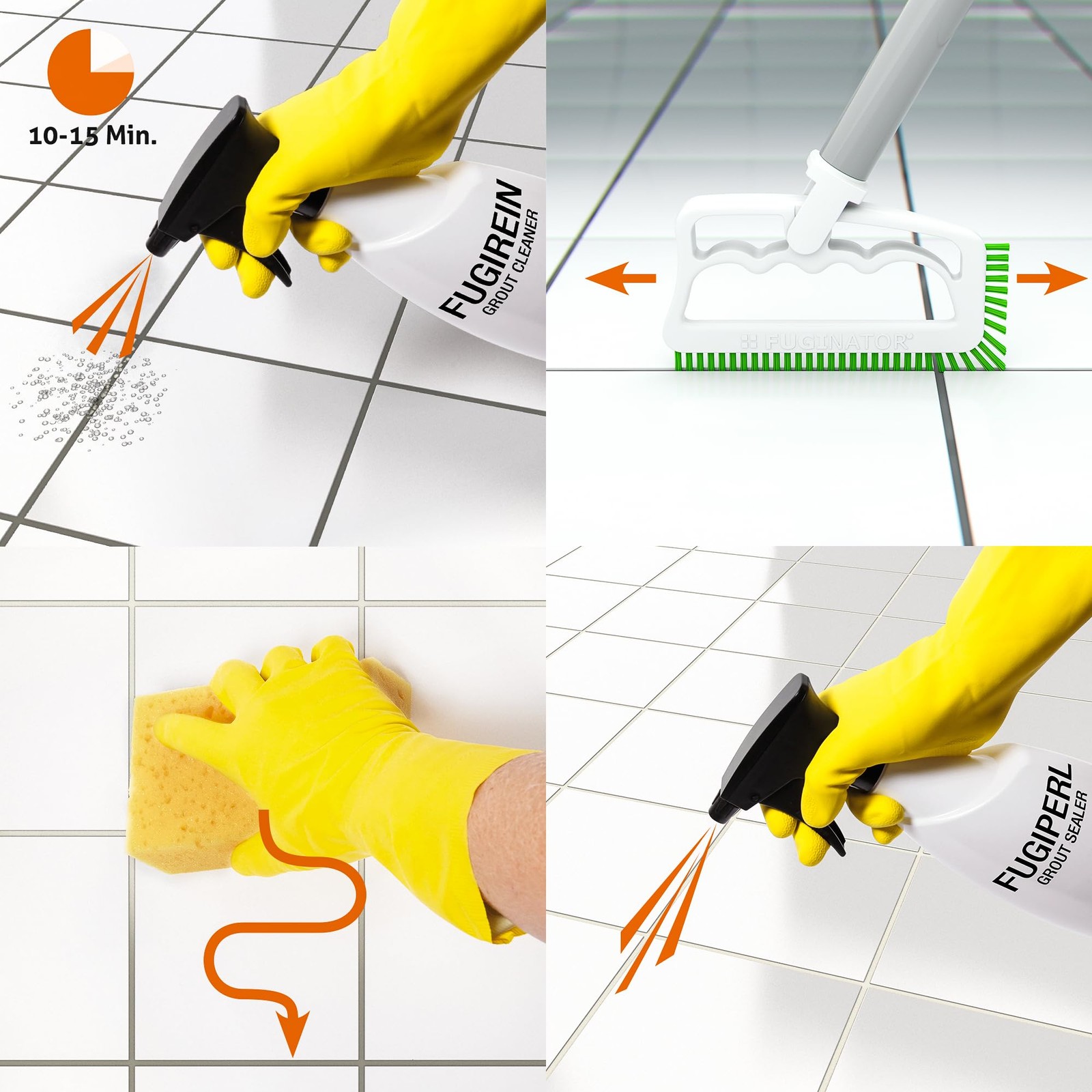 FUGINATOR Joint Cleaning Brush for Bathroom and Kitchen Grout White Green