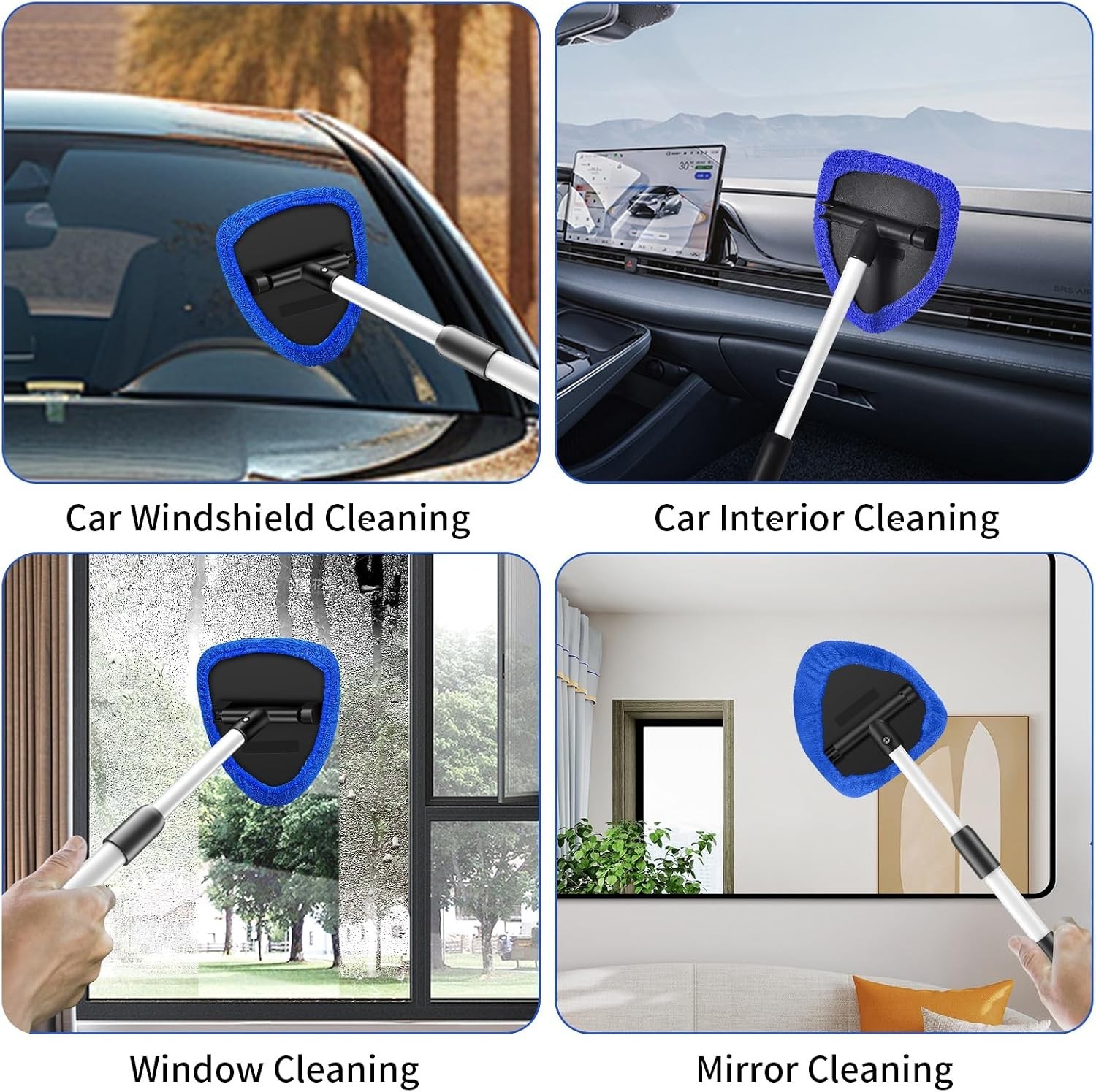 Windshield Cleaning Tool, 23-inch Extendable Handle Car Window Cleaner with 4…