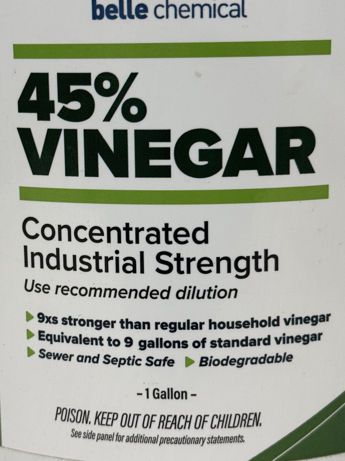 45% Pure Vinegar – Concentrated Industrial Grade (1-Gallon)