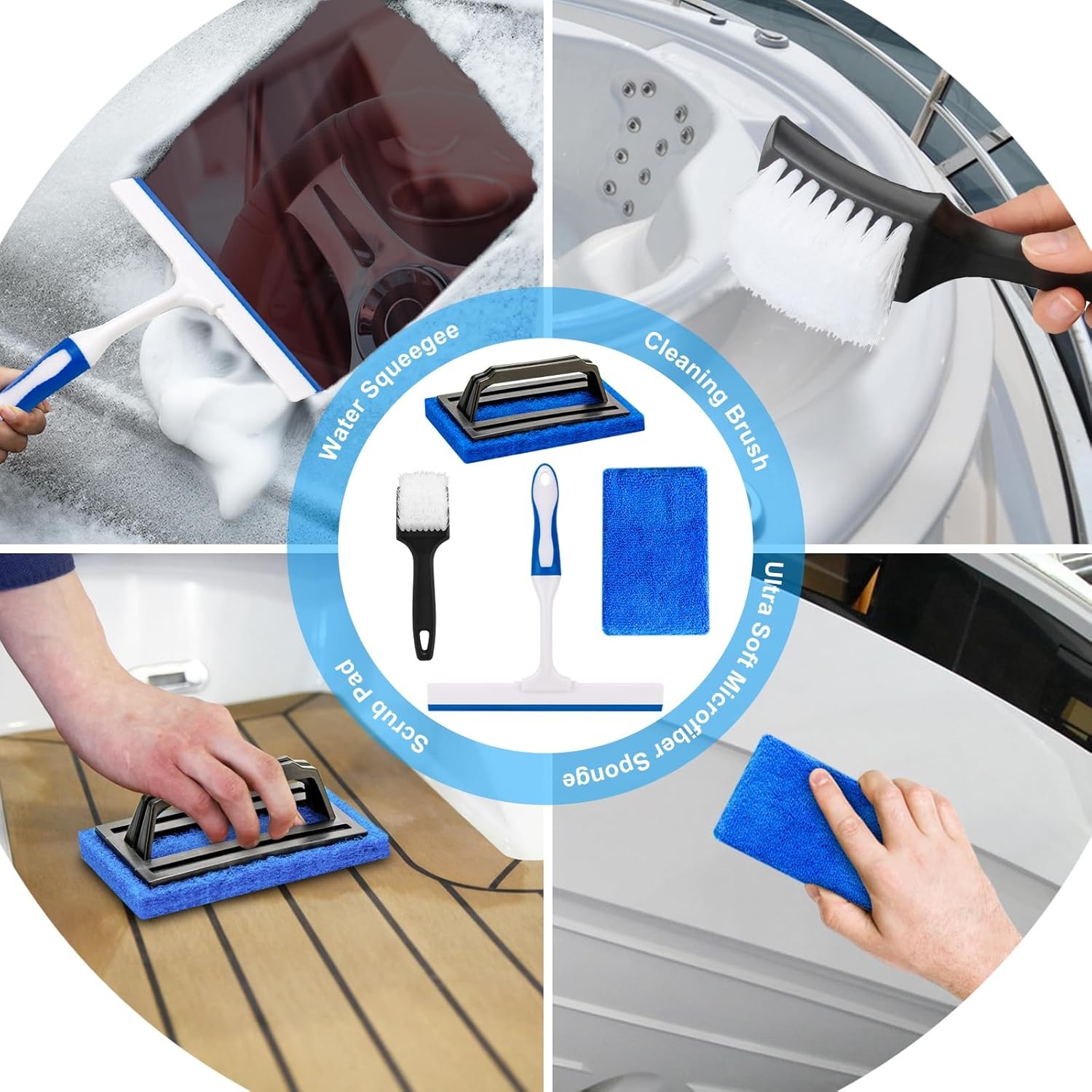 12 Pcs Boat Wash Cleaning Kit, Complete Interior Exterior Cleaning Set for Boat.