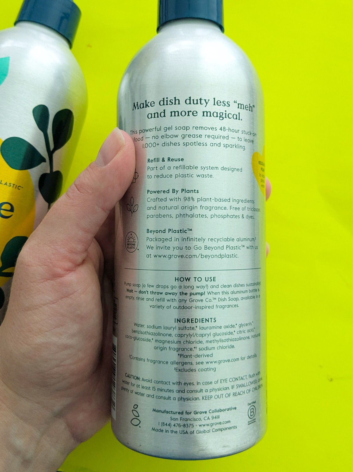 Grove Co Dish Soap Lemon & Eucalyptus Metal Bottle with Pump 16 oz – Lot of 3
