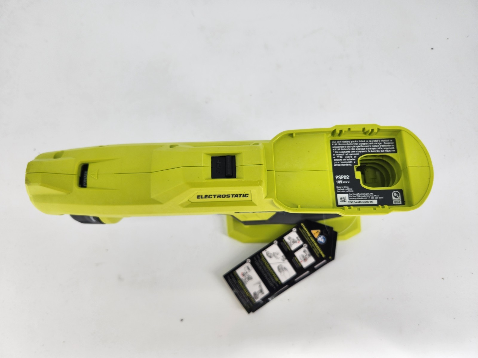Ryobi PSP02K 18V ONE Handheld Electrostatic Sprayer Kit (No Tank)