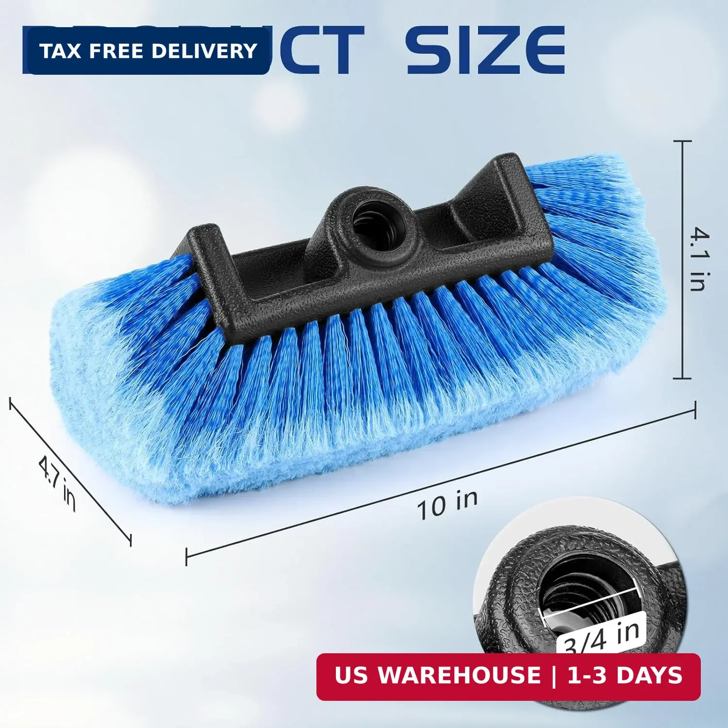 10″ Car Wash Brush Head with Soft Bristles – Gentle on Paint, Compatible with Po